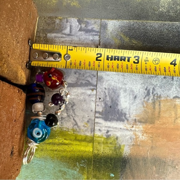 Evil eye necklace pendant OOAK Art to wear handmade assemblage Beaded 2204 S - Picture 3 of 7